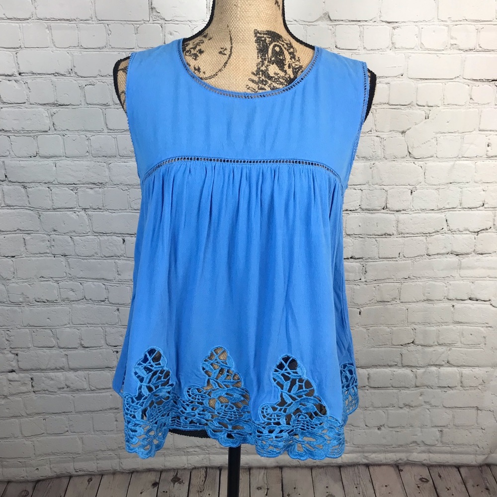 [Everly] Periwinkle Blouse w/ Trim Detail